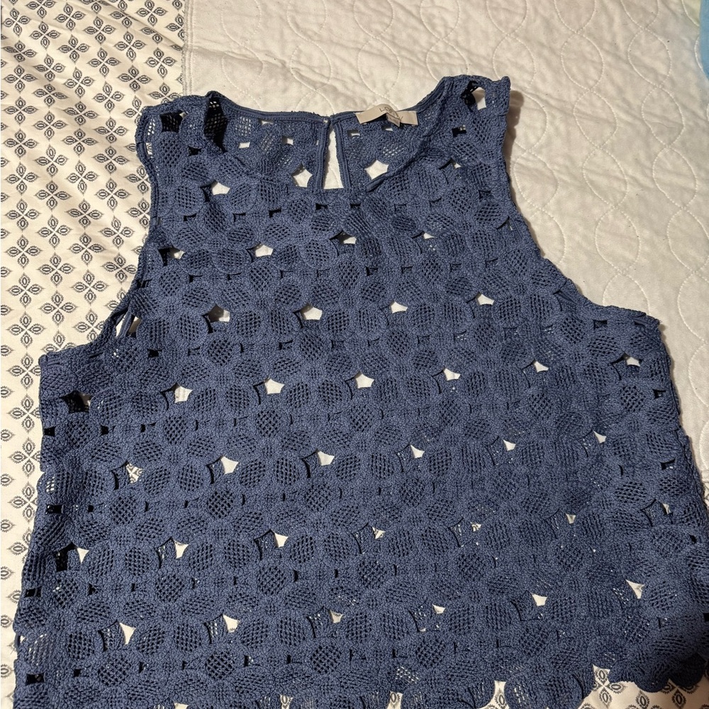 LOFT Blue Cut Out Sleeveless Tank Top